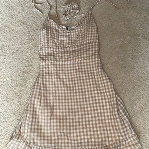 Abercrombie & Fitch Beige Checkered Dress